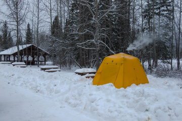 Camping at Liard Hot Springs in the Arctic Oven
