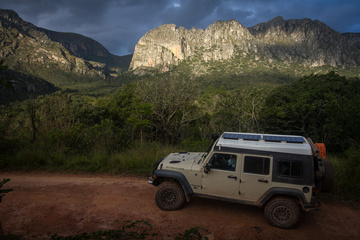 Jeep enjoying the mountain views